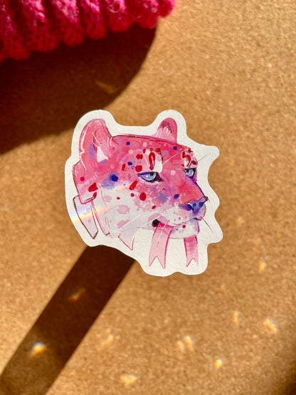 Cancer Research Snow Leopard Sticker!